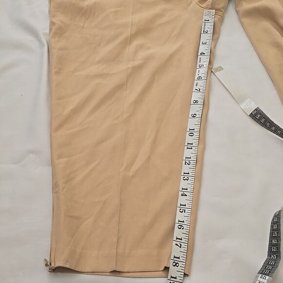 Jamie Sadock Pants Womens 12 Tan Khaki High Rise Nylon Ripstop Golf Crop Capri - Picture 5 of 8